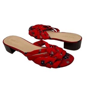 Nine West Red Floral Slip-On Block Heel Sandals Size 8 1/2 Women’s